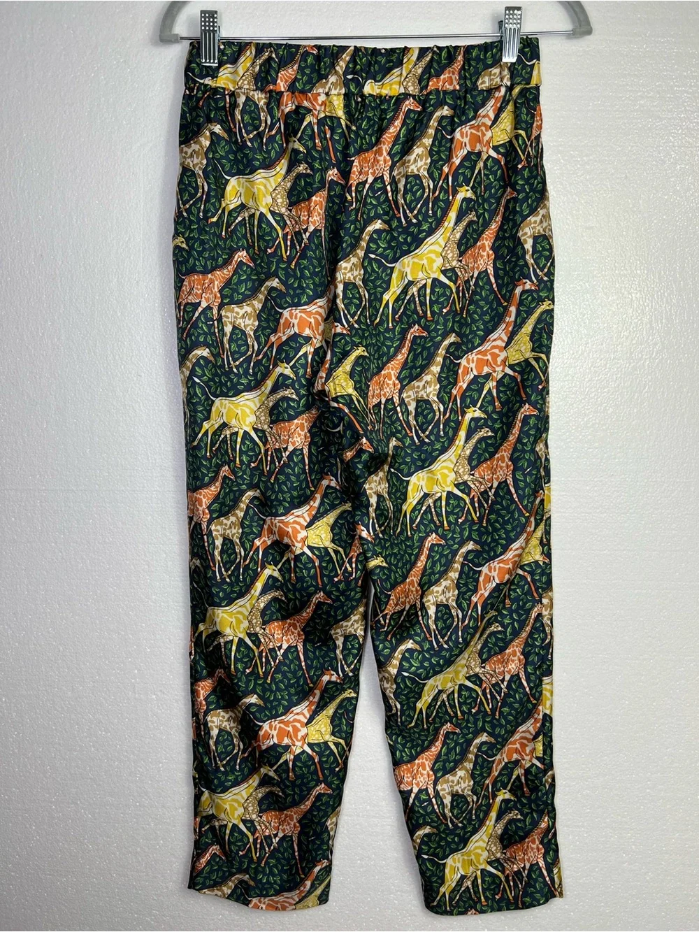 J.Crew Pull-on silk-twill pant in giraffes size 2